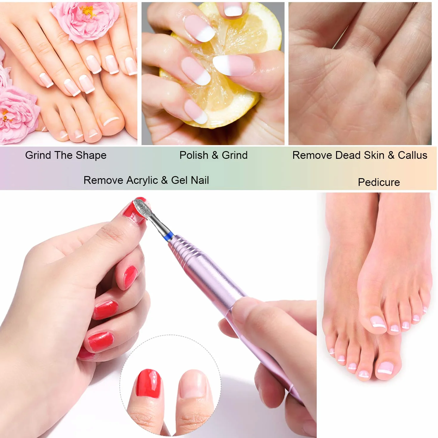 MWOOT Zestaw diamentowych wierteł do paznokci do manicure i pedicure