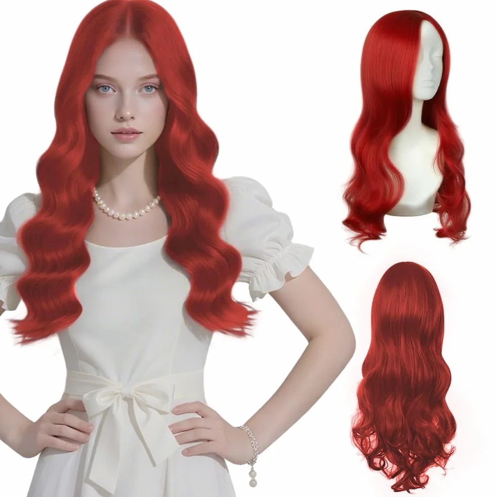 AUYAO Długie kręcone kręcone włosy, 2 szt. długa peruka, 66 cm / 26 cali, kręcona peruka z siatką do peruk, peruki z długimi falami peruka syntetyczna do Cosplay, imprezy, codziennego użytku