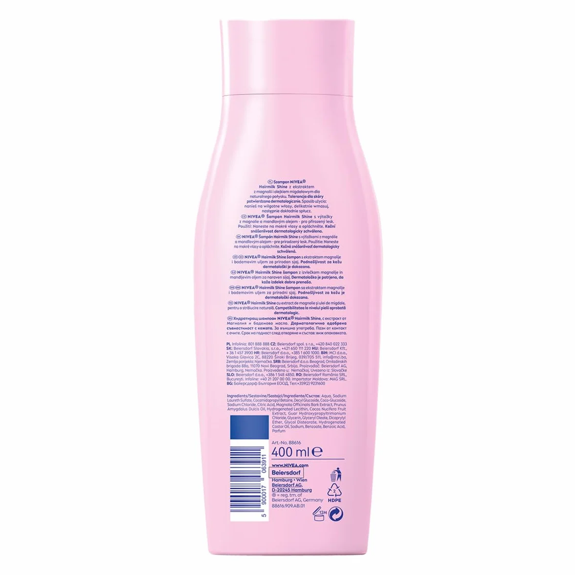 NIVEA Hairmilk Shine Ochronny szampon do włosów dla naturalnego połysku z olejkiem migdałowym 400 ml