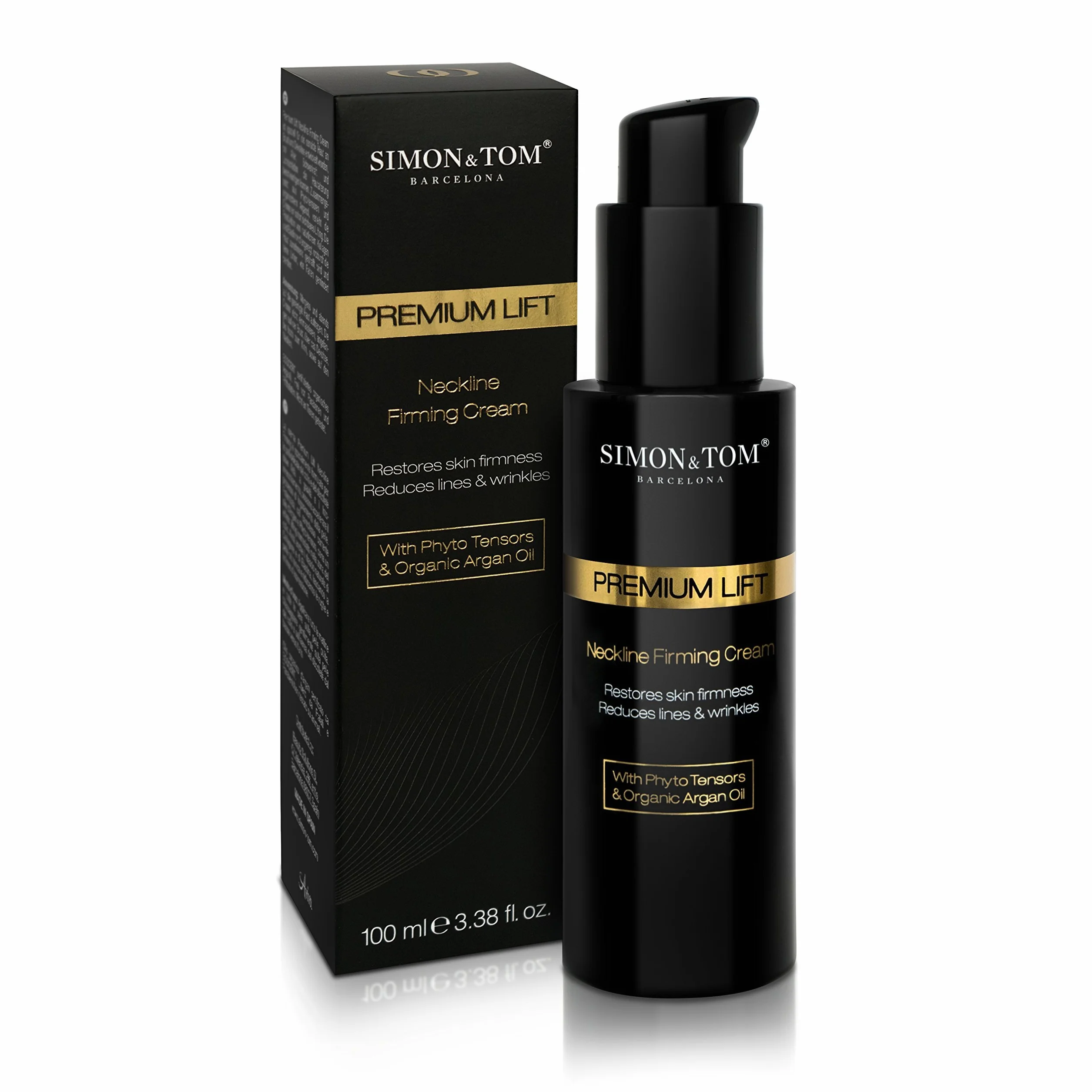 Simon&Tom Premium Lift Neckline Firming Cream Anti-Aging ujędrniający krem na szyję, nawilżający, liftingujący, kwas hialuronowy i czujniki fito, 100 ml