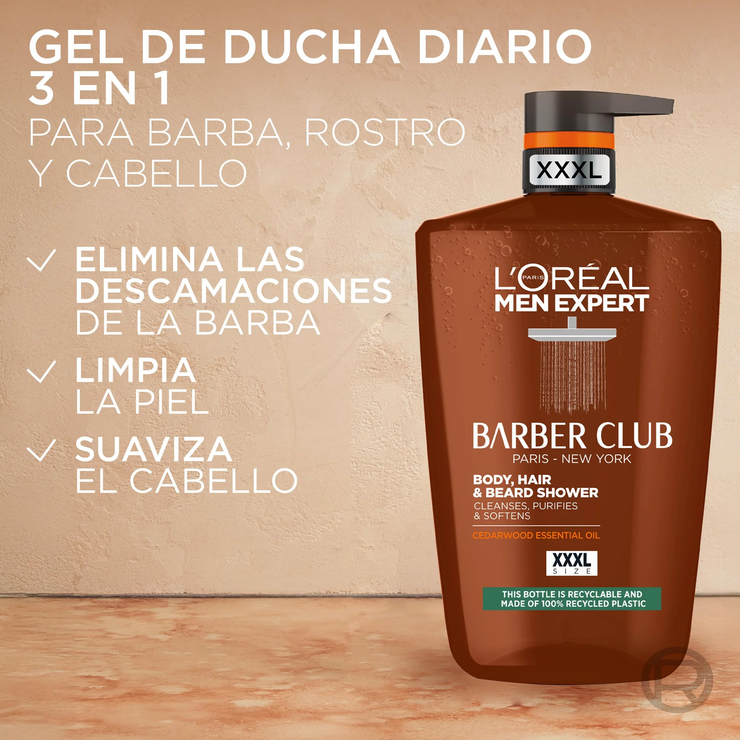 L'Oréal Men Expert żel pod prysznic Barber Club zawierający olejek z drewna cedrowego zapewniający oczyszczenie, odżywienie i nawilżenie brody, skóry i włosów