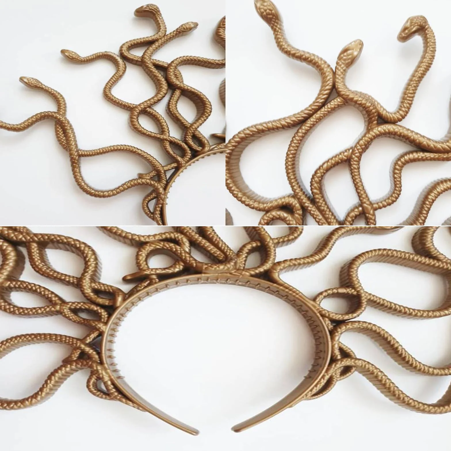 Opaska na włosy Medusa głowa węża złota