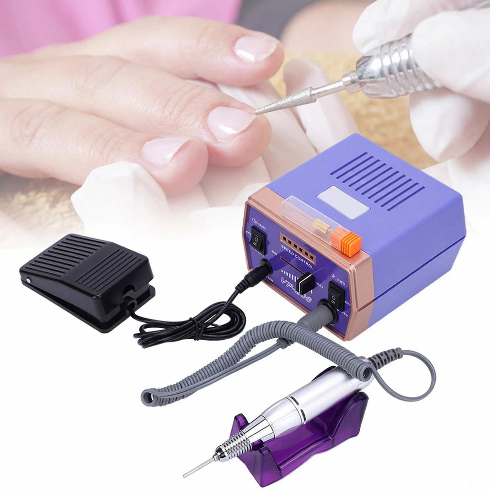 30000RPM elektryczny pilnik do paznokci, elektryczny zestaw ko¨½c¨®wek do paznokci, manicure pedicure elektryczny do salonu paznokci osobisty manicure DIY (220 V)
