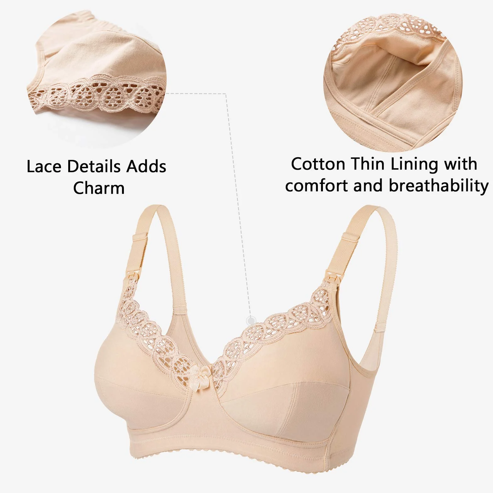 Gratlin Damski Bawełniany Biustonosz Do Karmienia Plus Size Bezprzewodowe Biustonosze Ciążowe Do Karmienia Piersią