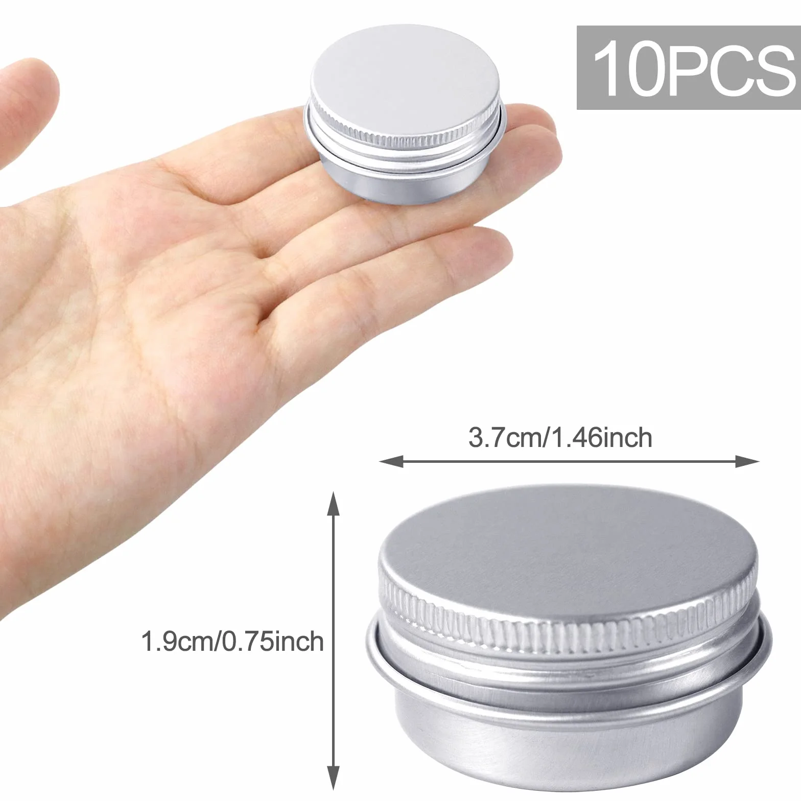 Redamancy Opakowanie 10 aluminiowych puszek aluminiowych, puszka 15 ml, słoiki na śmietankę, podróżne, mała, metalowa puszka na świece DIY, kremowe, kosmetyki (srebrne)