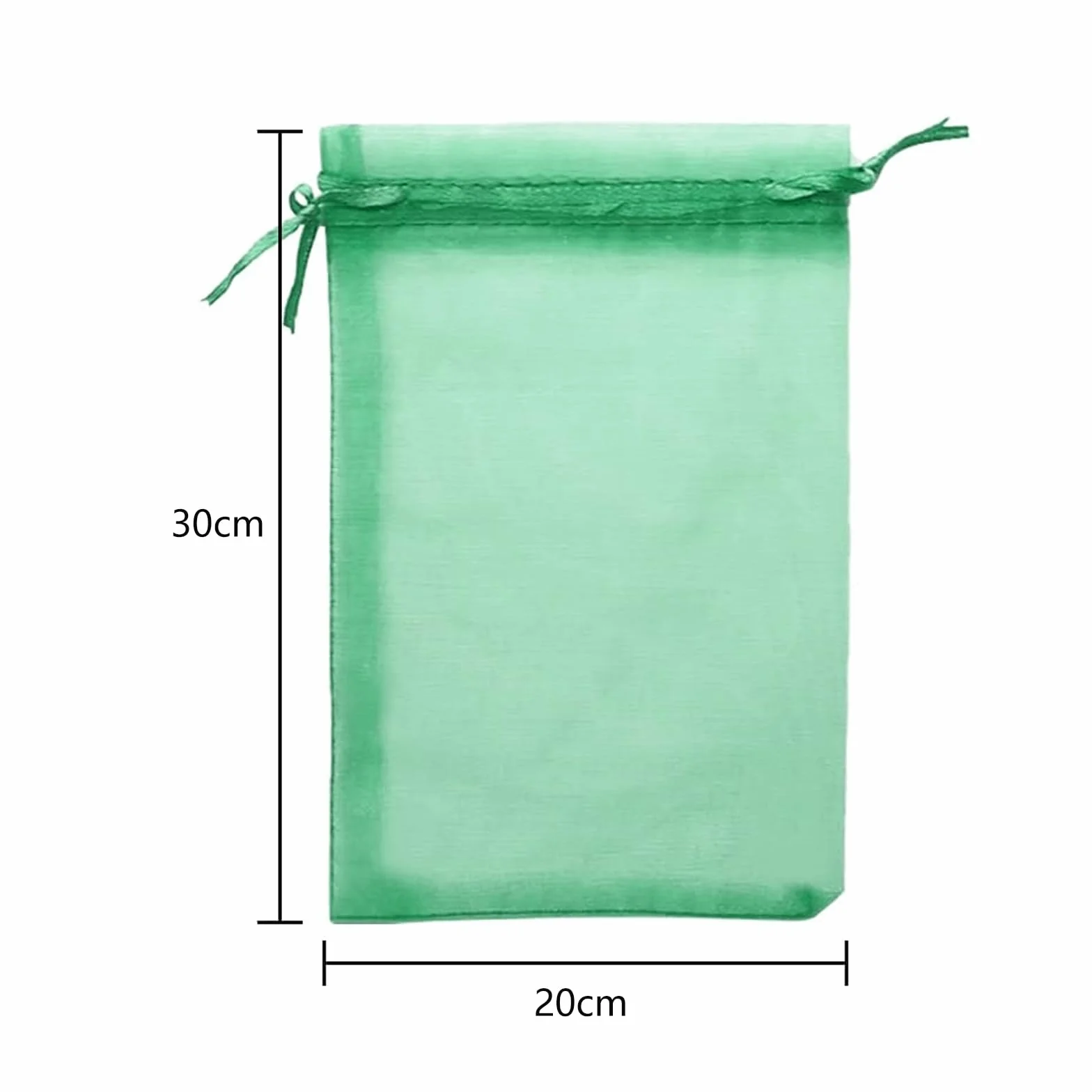 Woreczki z organzy, 30 sztuk, 20 x 30 cm, woreczki na biżuterię, duże woreczki z organzy, do napełniania, na prezenty ślubne, Boże Narodzenie, imprezę, prezent (zielone)