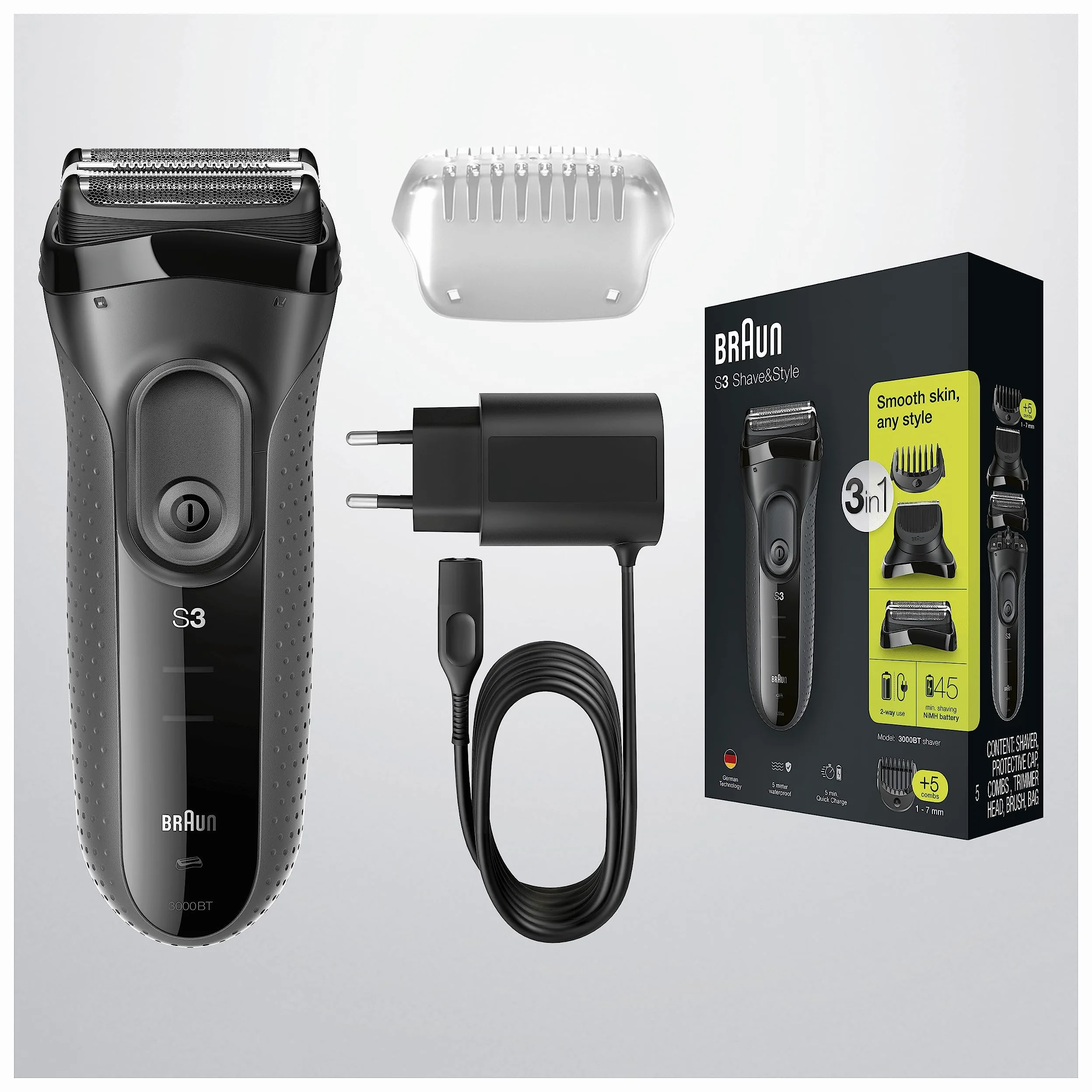 Braun Series 3 Golarka Elektryczna 3 w 1 Czarny Szary