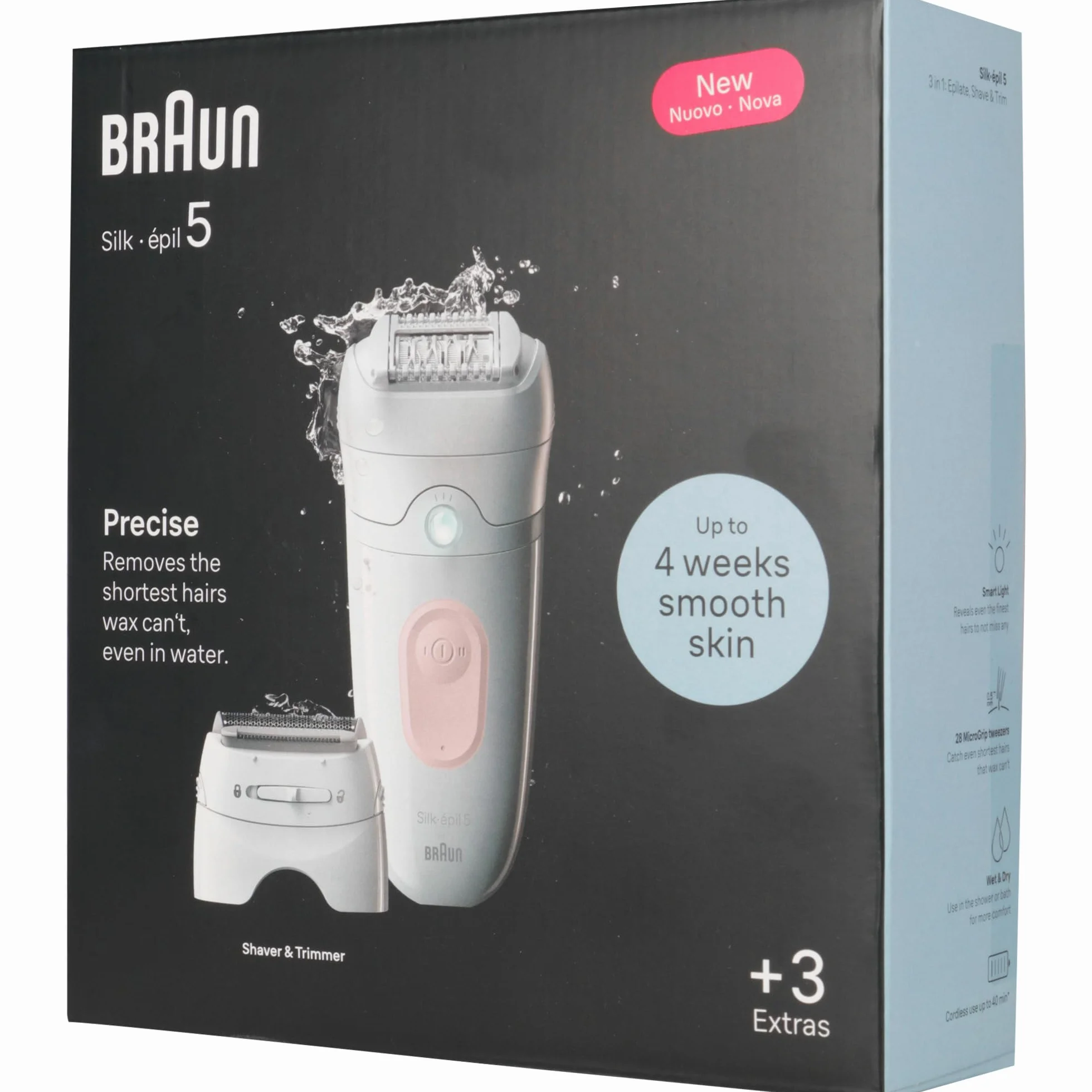 Braun Silk-épil 5 depilator wodoszczelny z głowicą do golenia i trymera biały/różowy