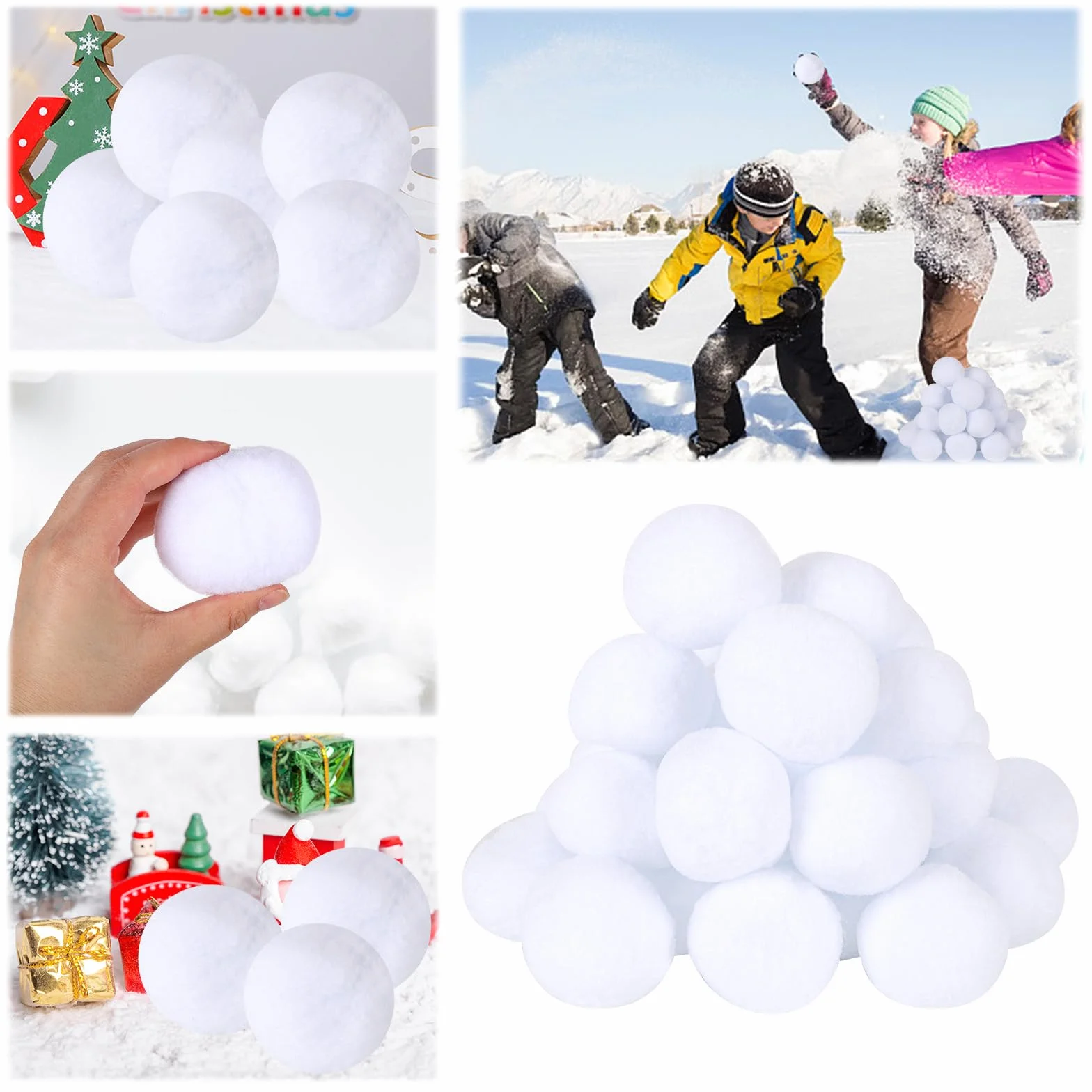 Gukasxi 30 sztuk sztucznych śnieżek 6 cm dla dzieci do użytku wewnątrz i na Boże Narodzenie, białe śnieżki do majsterkowania, miękkie, pluszowe, na zimę, dekoracja bożonarodzeniowa