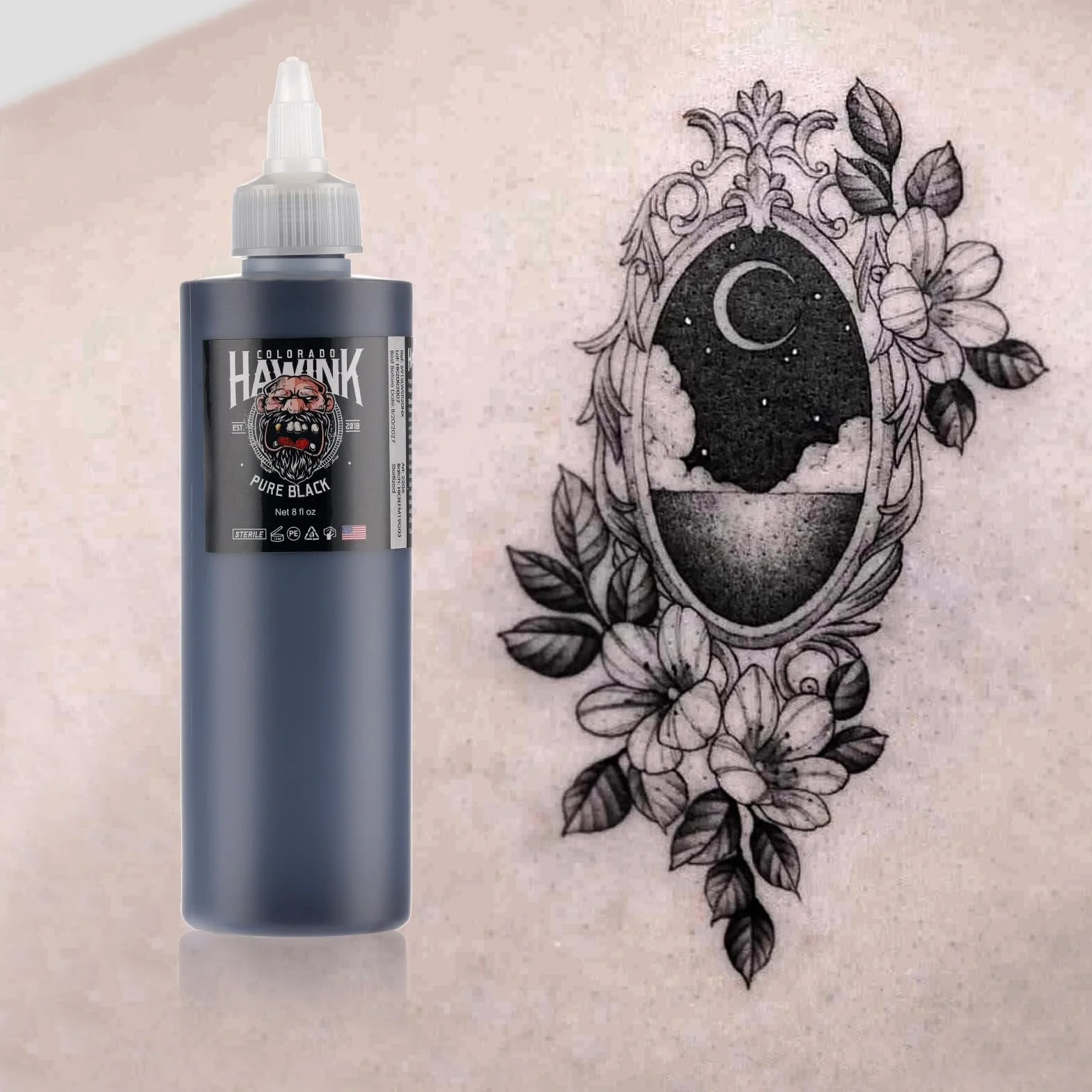 HAWINK Black Tattoo Ink Professional 226.8 g (240ml) tatuaż Ink Pure Black TI203-240-001