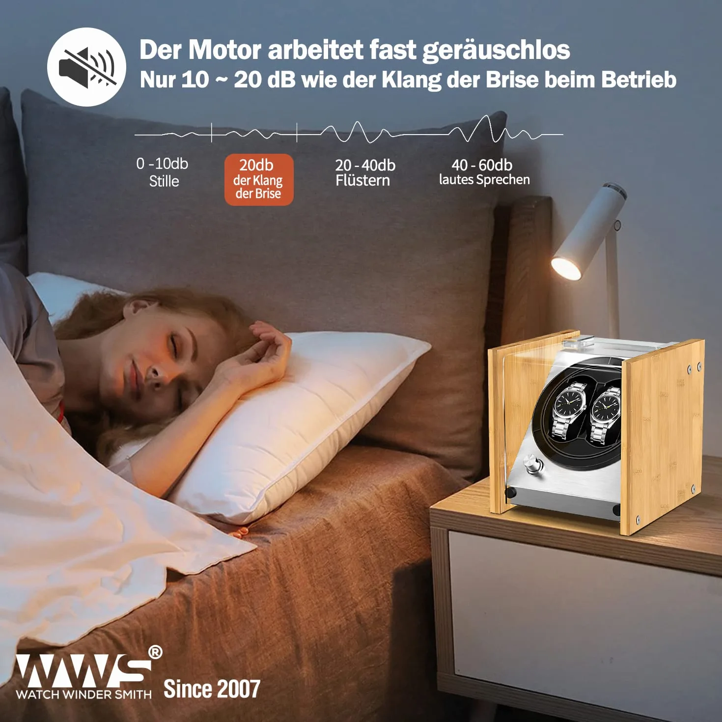 Watch Winder Smith WWS-B1BAM rotomat z drewna bambusowego na 2 zegarki