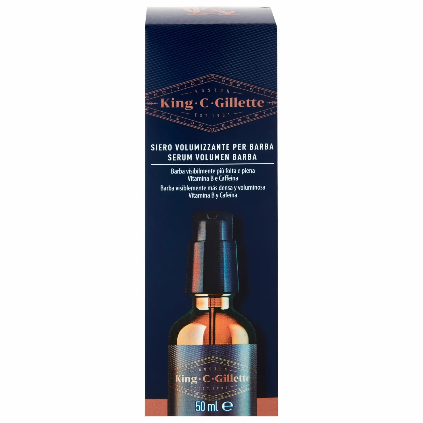 King C Gillette Serum objętościowe do brody, z kompleksem witaminy B i kofeiny, 50 ml w zestawie zmiękcza i wygładza włosy, doskonała broda, pomysł na prezent dla mężczyzn, profesjonalny zestaw