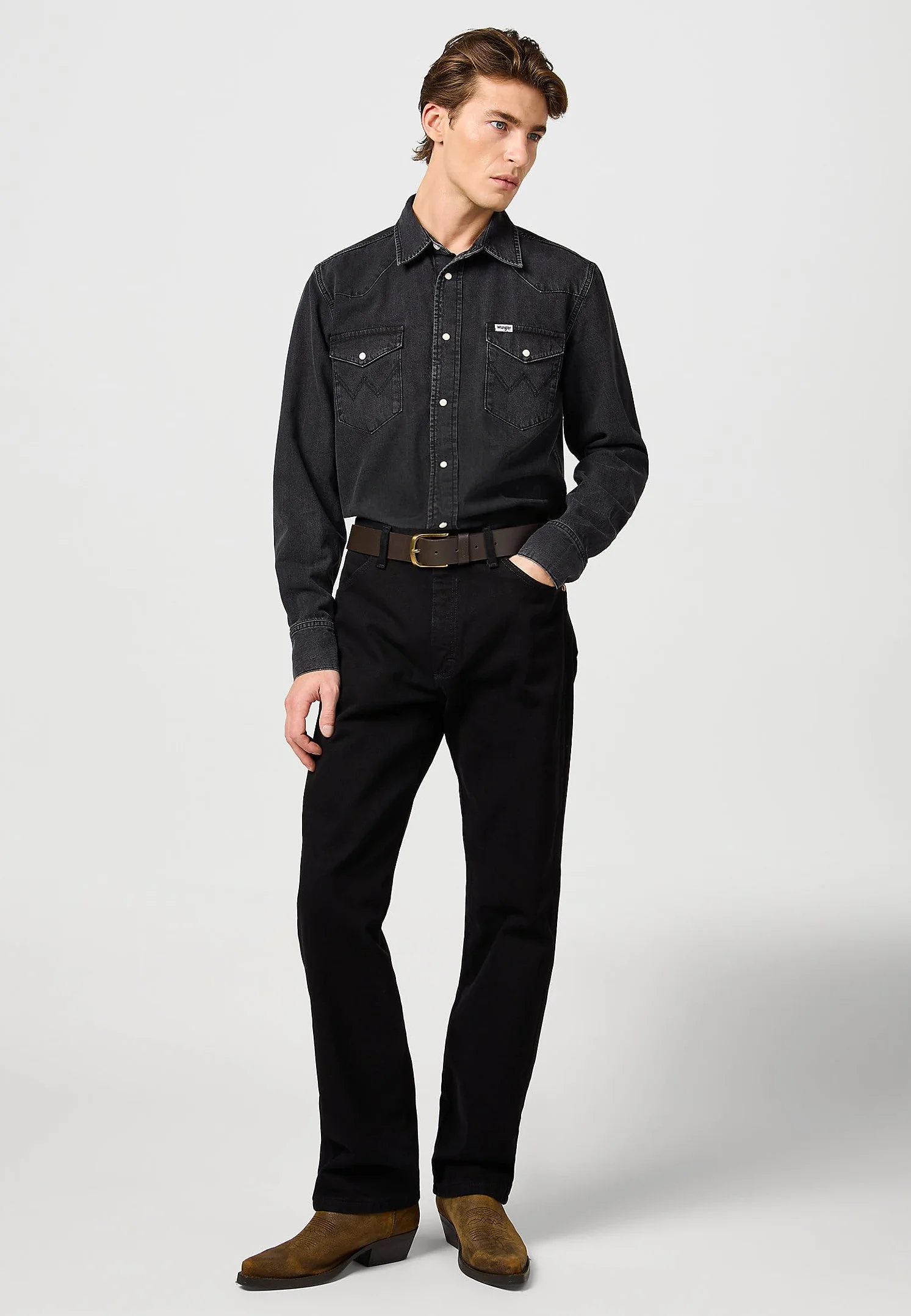 Wrangler Koszulka Mężczyźni Ls Western Shirt (1 w zestawie)