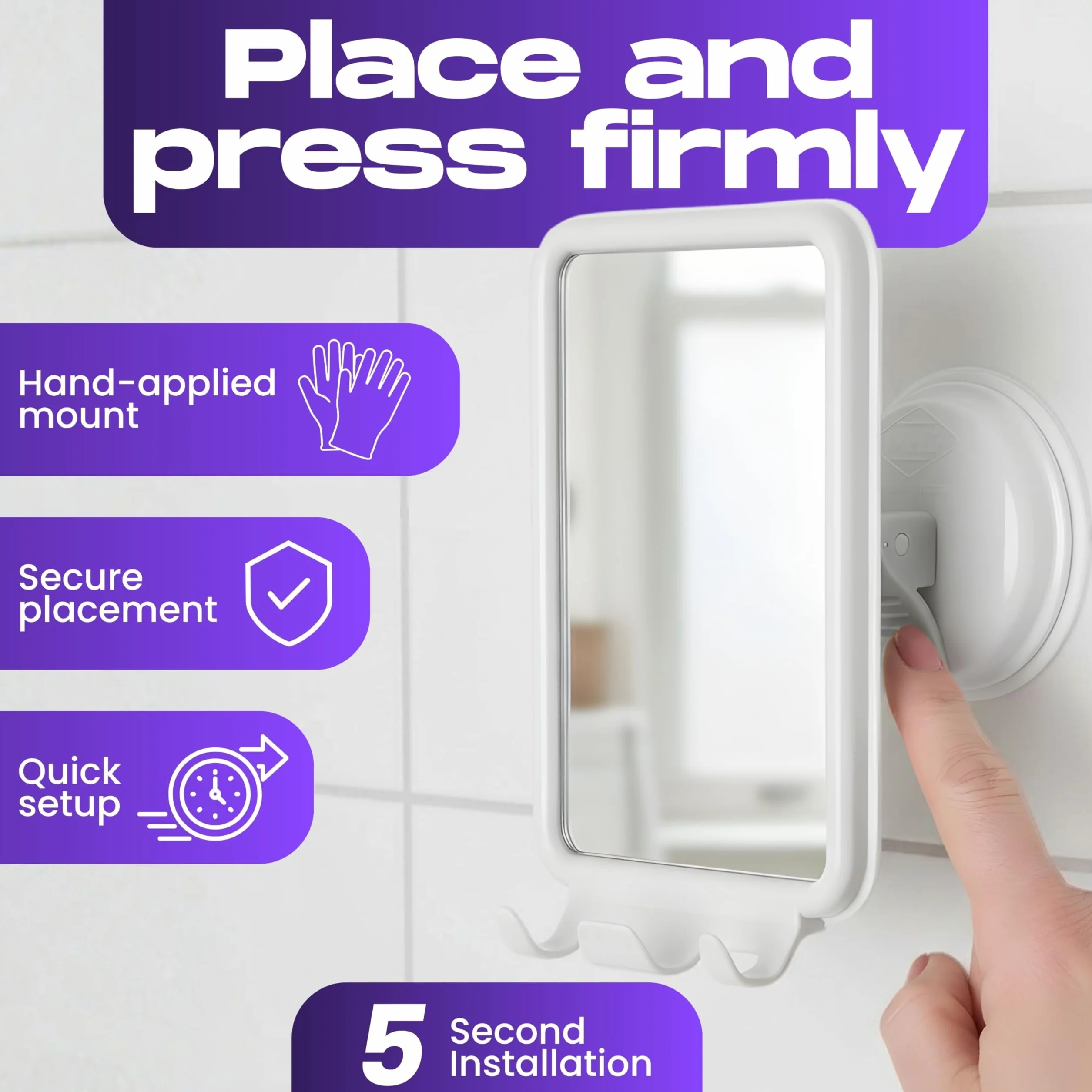 Safe-er-Grip lusterko prysznicowe z 2 haczykami do golenia