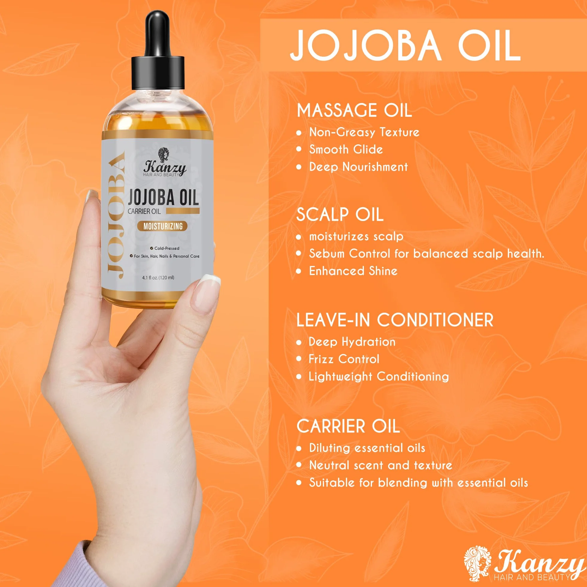 Olej Jojoba Bio 100% Czysty Tłoczony Na Zimno 120ml Nierafinowany Nośnikowy Do Włosów Paznokcie Ciało Skóra Twarz