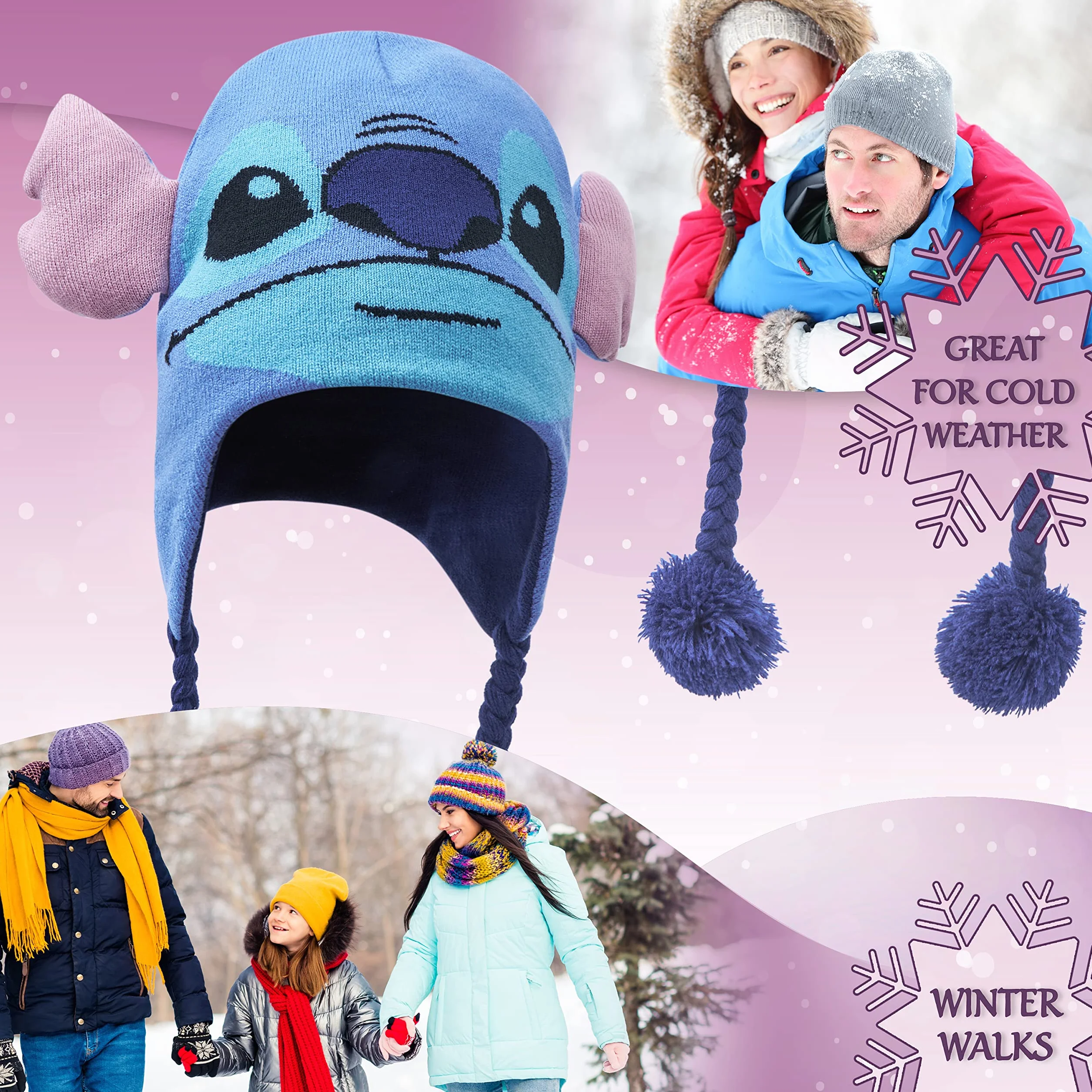Disney Stitch czapka i szalik zestaw z rękawiczkami dla dziewcząt
