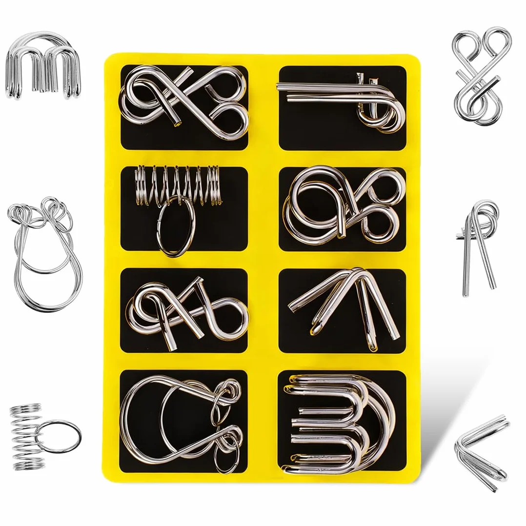 8-częściowy metalowy zestaw łamigłówek, metalowe puzzle, gry cierpliwości, gry zręcznościowe, łamigłówki dla dzieci, dla dorosłych, dzieci, nastolatek