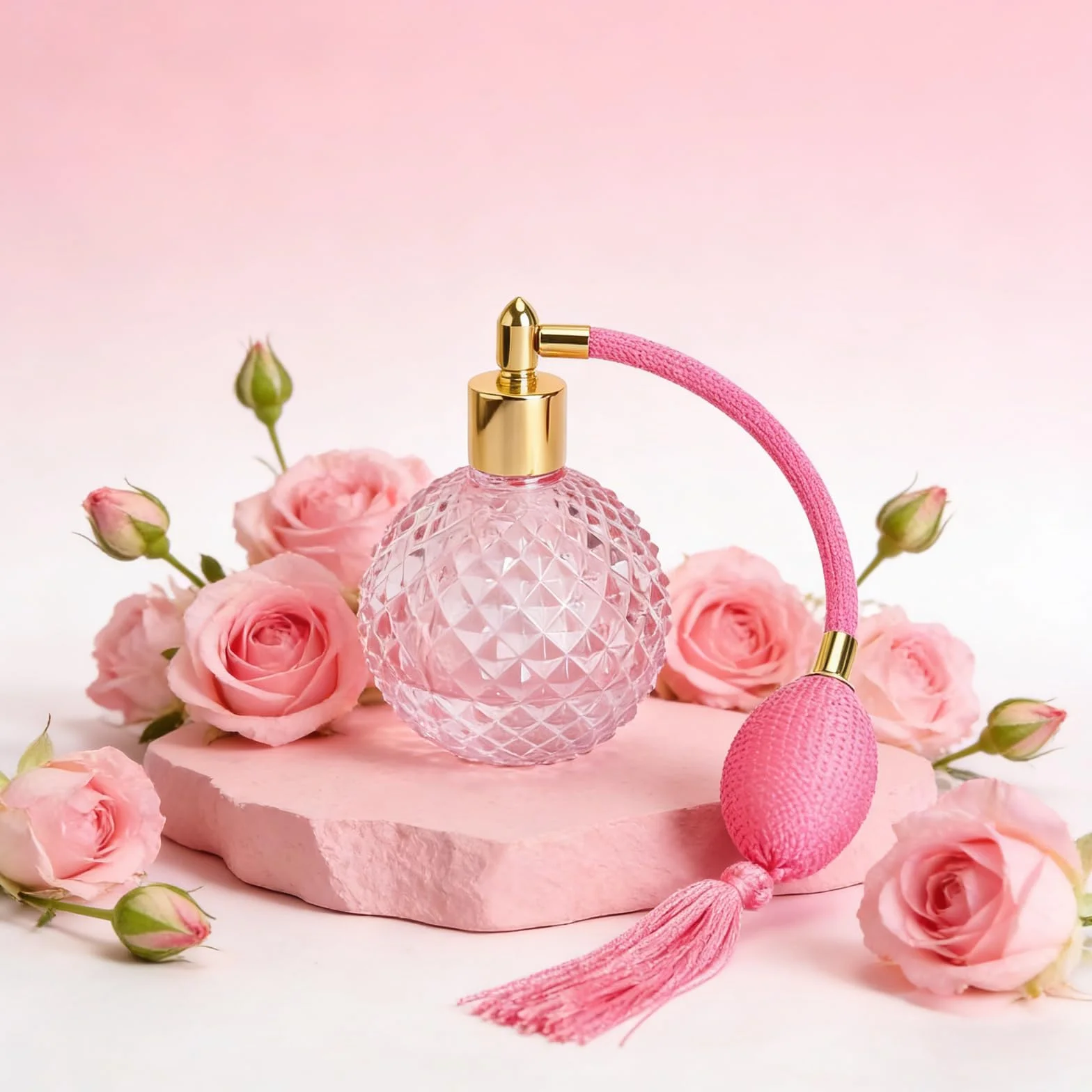 APOMOONS Rozpylacz do perfum, 100 ml, butelka z rozpylaczem w stylu vintage, z pompką do piłek i frędzlami, pusta butelka na podróż, toaletkę, DIY, prezent
