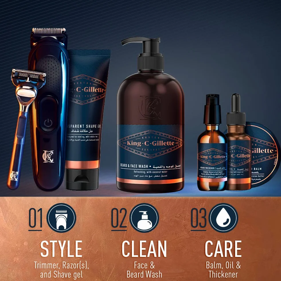 King C. Gillette Męski przezroczysty żel do golenia, z białą herbatą i olejkiem arganowym, 5 oz