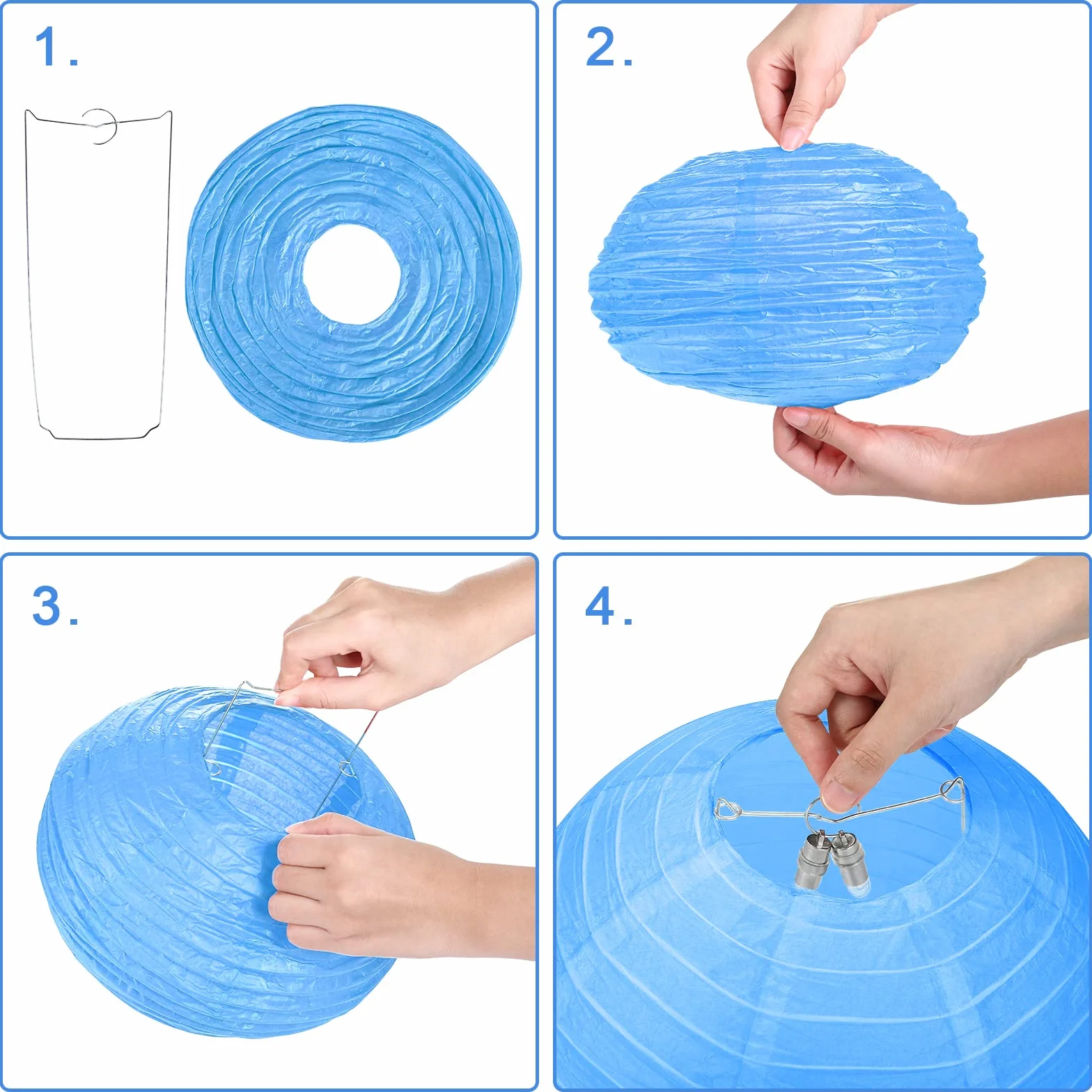 20 kolorowych papierowych latarenek z mini diodami LED