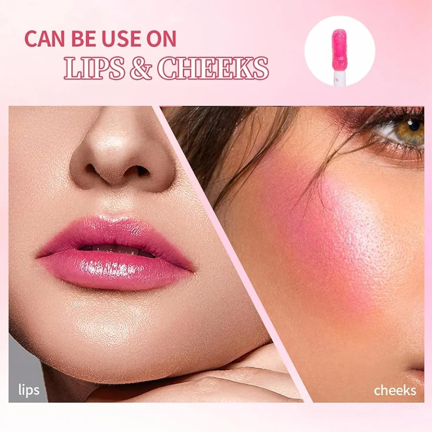 2PCS Pink Lip Serum Plumper, Color Changing Lip Gloss, Pink Lip Serum Plump Gorgeous Glow of Lips, Pink Lip Serum Plumping, Glow Color Changing Lip Oil