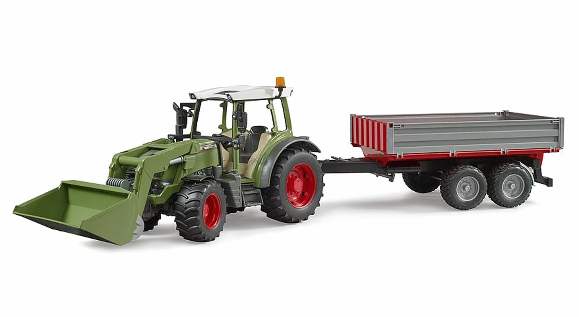 bruder 02182 - Ciągnik Fendt Vario 211 z ładowaczem czołowym i przyczepą burtową - 1:16 Pojazdy, Rolnictwo, Bulldog, Ciągnik, Przyczepa, Wywrotka, Zabawki od 3 lat