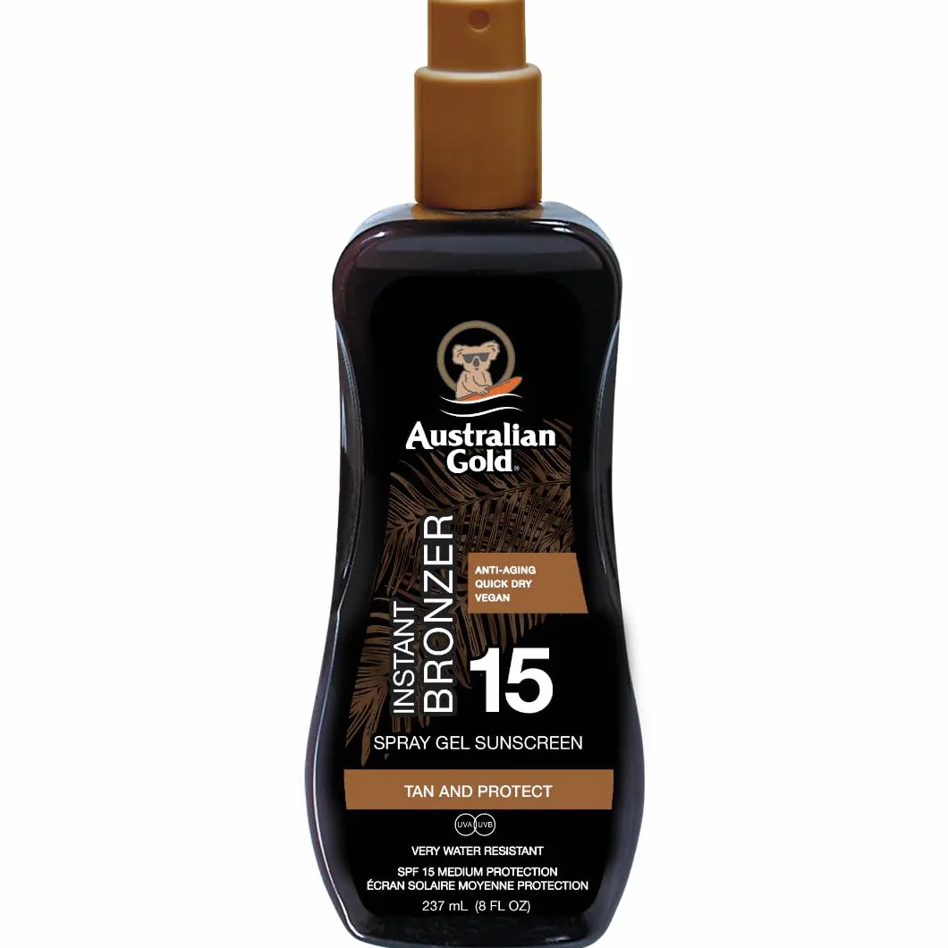 Australian Gold - Żel przeciwsłoneczny w sprayu z Instant Bronzer 237 ml - SPF 15