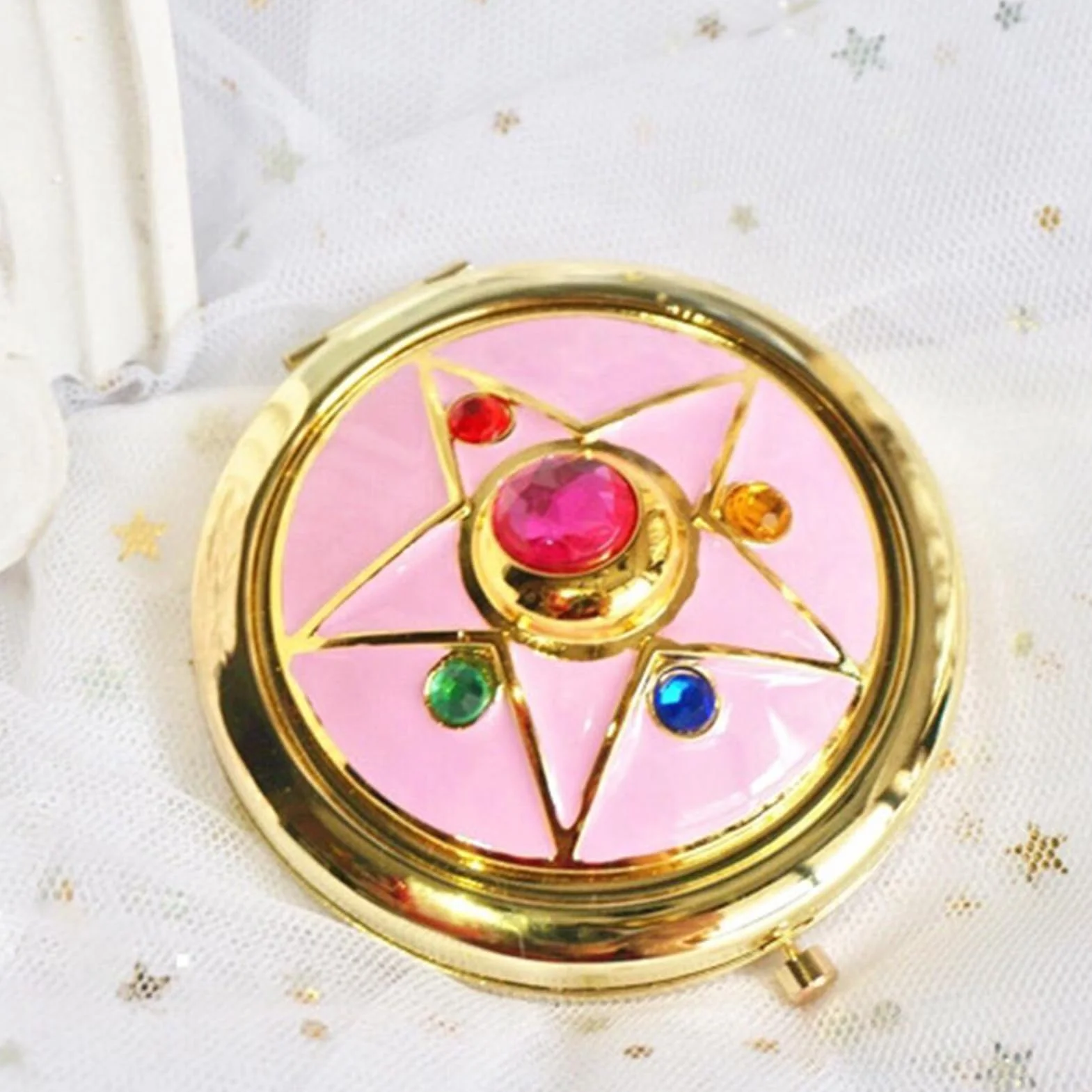 Lustro Sailor Moon Anime Składane w Kształcie Gwiazdek Cosplay dla Dziewczynek Metalowa Obudowa