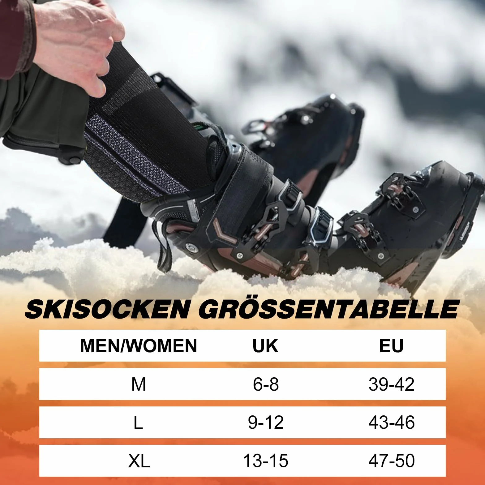 SukModen 2 pary skarpet narciarskich z wełny merynosów dla mężczyzn, kobiet i młodzieży, grube termiczne skarpety do narciarstwa i snowboardu, rozmiar 35–50