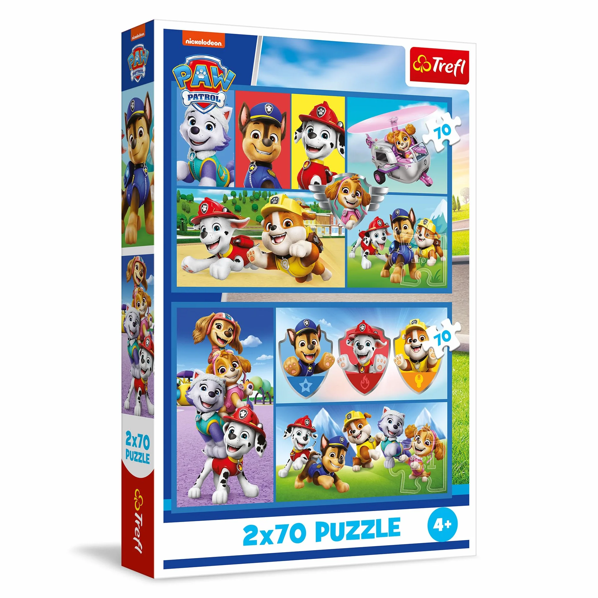 Trefl - Puzzle 2w1: PAW Patrol, Psi Patrol Rządzi - 2 x 70 Elementów, Zestaw Dwóch Układanek dla Dzieci od 4 lat