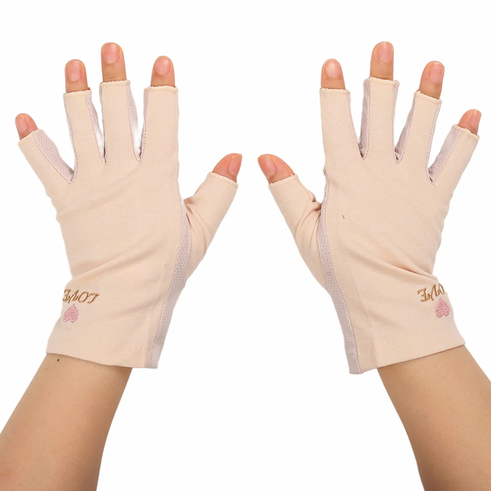 Rękawice Anty UV do Lampy żelowej do Paznokci Rękawice do Manicure Ochrona Przed Promieniowaniem UV Rozciągliwe Oddychające Włókna Bez Palców Bawełniane Rękawiczki do Paznokci(Jasny zółty)