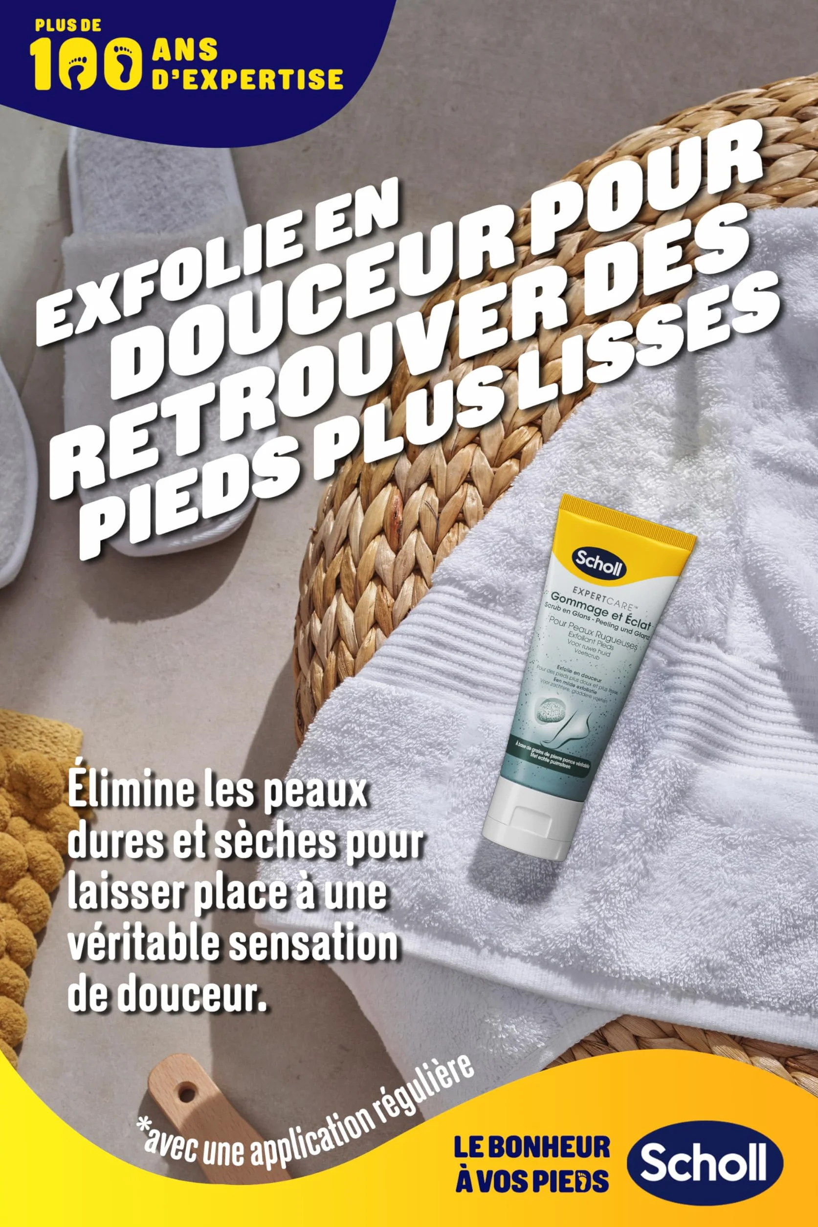 Scholl Krem do stóp Peeling i połysk dla skóry szorstkiej - Złuszczająca pielęgnacja suchych i szorstkich stóp na bazie pumeksu wulkanicznego - 75ml