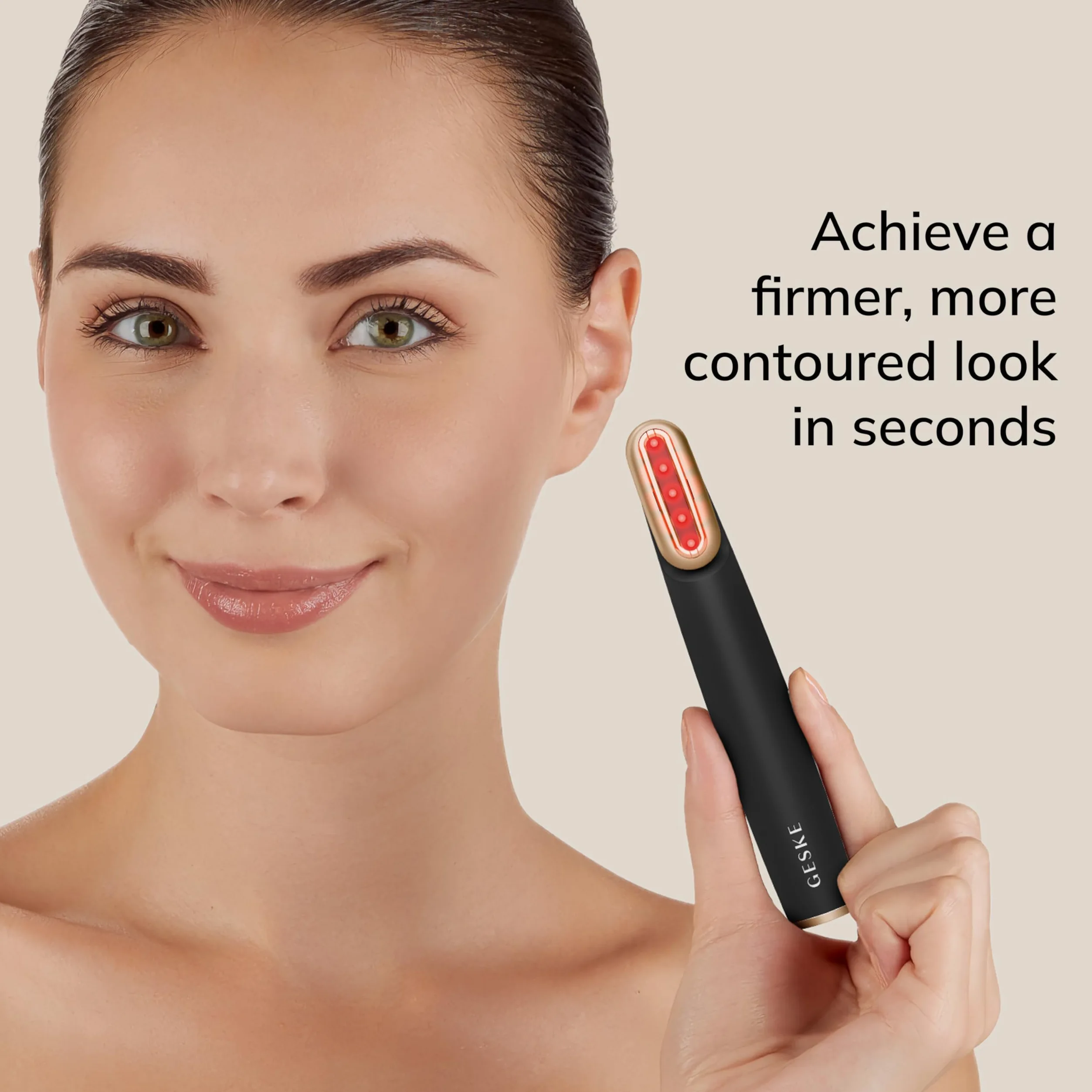 GESKE Skin Firming Wand 7 w 1 Urządzenie przeciwstarzeniowe Lifting twarzy mikroprądami Red LED Obrotowa głowica