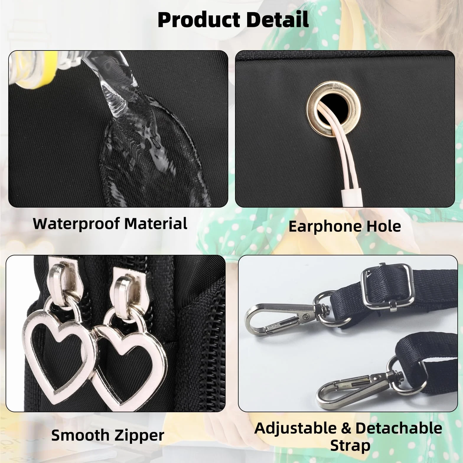 JANKS Mała torba crossbody dla kobiet, mini portmonetka na telefon z paskiem crossbody i portfelem, nylonowa torba na ramię