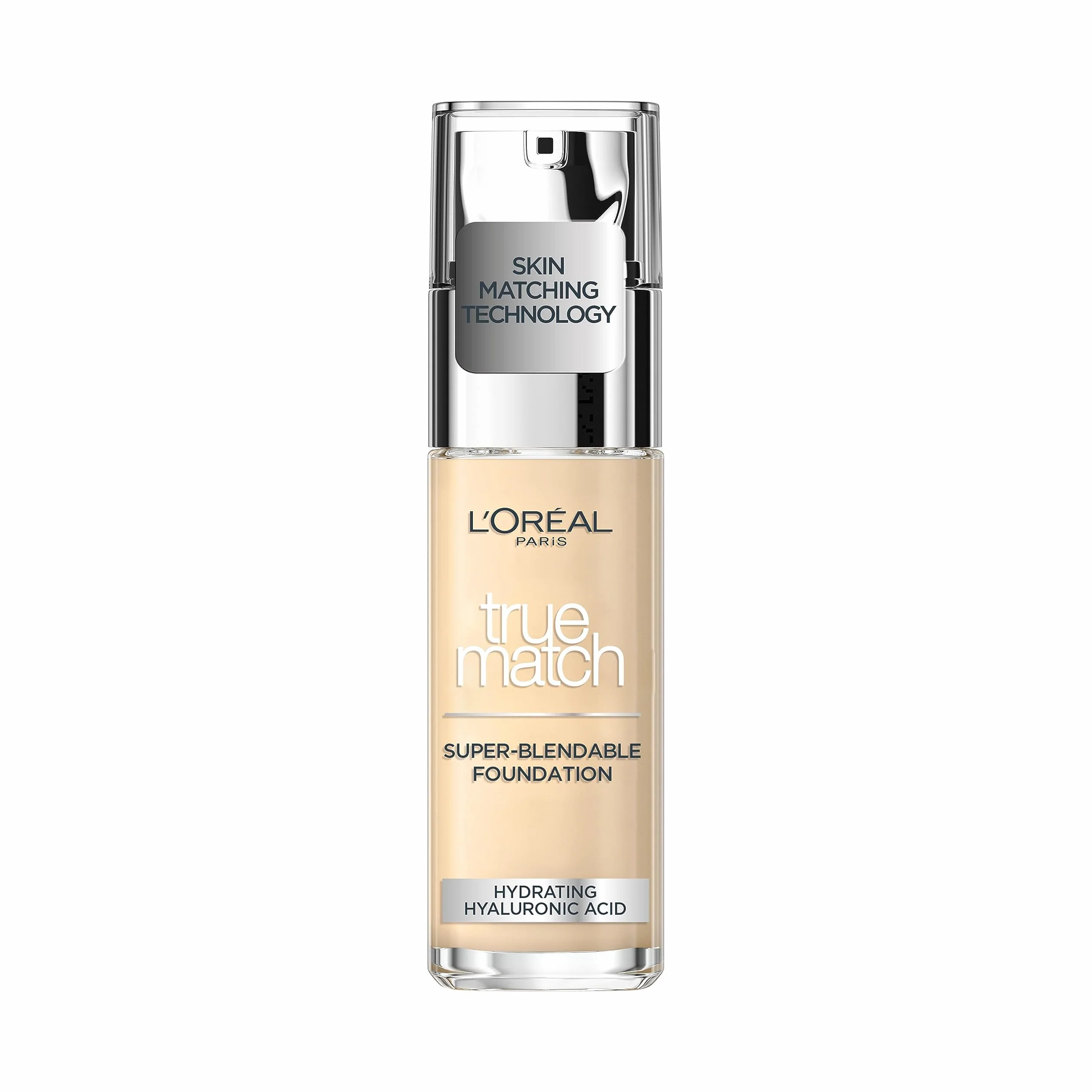L'Oréal Paris True Match trwały podkład do twarzy w płynie, pielęgnujący z kwasem hialuronowym, SPF 17, 0.5 N Porcelain, 30 ml