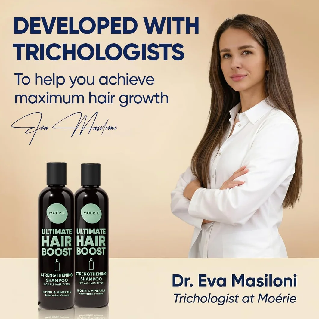 Moerie Ultimate Hair Growth Shampoo – dla dłuższych, grubszych, pełnych włosów, wegańskie, bez parabenów i silikonu