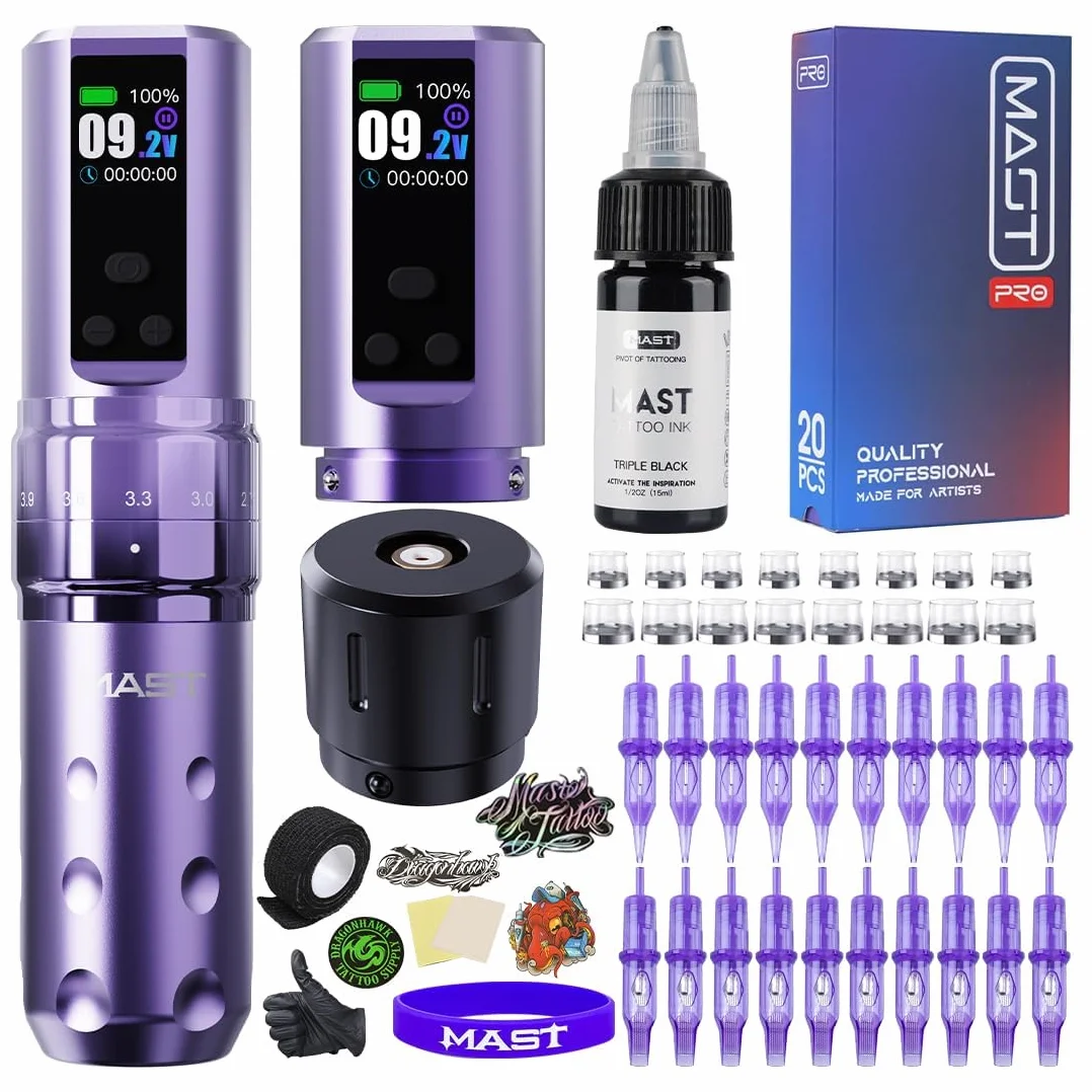 Mast Fold2 Pro Wireless Tattoo Machine Pen Rotary Tattoo Gun 7 Strokes Length 2000mAh Battery Mcore Smart Display Screen