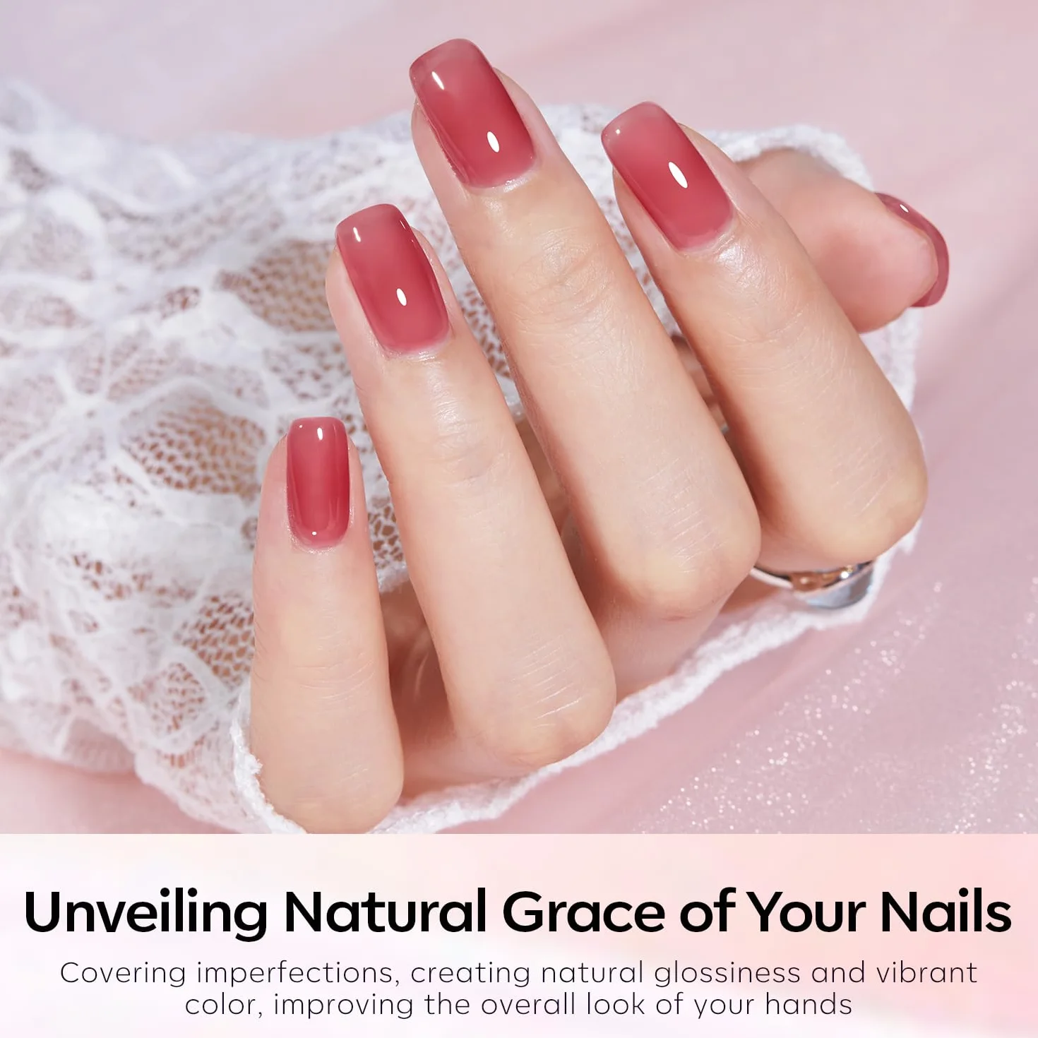 Modelones Zestaw żelowych lakierów do paznokci, 6 kolorów, żelowe, przezroczyste, różowe, nude, brązowe, żelowe lakiery UV do Starter Nail Art Salon DIY Home, 7 ml