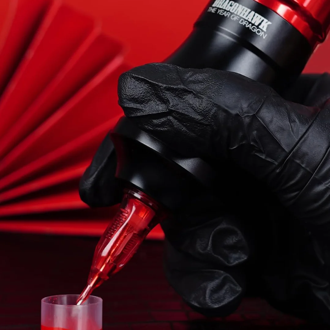 Dragonhawk Fold Pro Wireless Tattoo Pen Rotary Machine Adjust Stroke 2.4-4.2mm Year of Dragon Edition Red