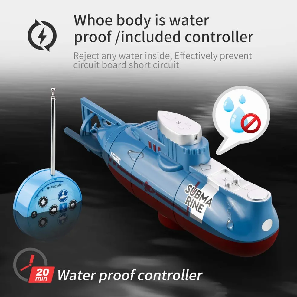 Mini RC podwodna zabawka wojskowa zdalnie sterowana łodzią dla dzieci, chłopców, 60-70 cm