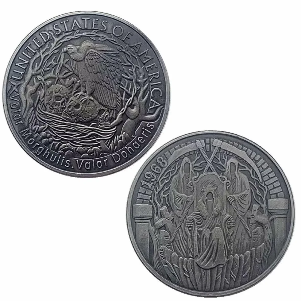YIQILAFADA Valar Morghulis Valar Dohaeris Bóg bez twarzy człowiek śmierć wyzwanie moneta sztuka vintage punk moneta