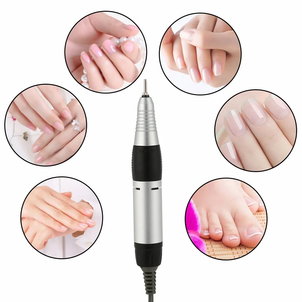 Uchwyt zadziorów do paznokci, uchwyt wiertła elektrycznego do paznokci Rękojeść Manicure Narzędzia do pedicure Akcesoria do elektrycznej maszyny do manicure (czarny)