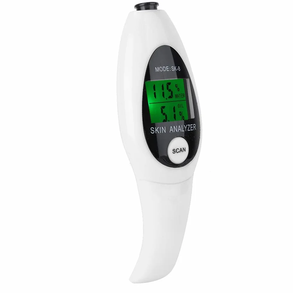 Analizator skóry z cyfrowymi wyświetlaczami LCD, analizator skóry Monitor wilgotności skóry do pielęgnacji skóry, wysoce wrażliwy tester skóry twarzy Cyfrowe urządzenie pomiarowe do salonu (biały)