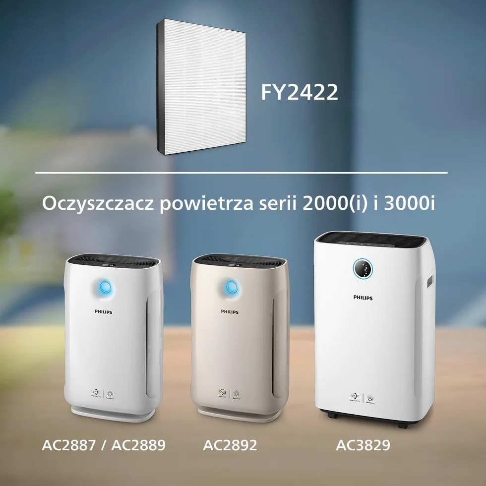 Philips Oryginalny filtr wymienny do oczyszczacza powietrza serii 2000i i 3000i AC2887/AC2889, AC2892, AC3829, HEPA NanoProtect, żywotność do 24 miesiący, czarno-biały (FY2422/30)
