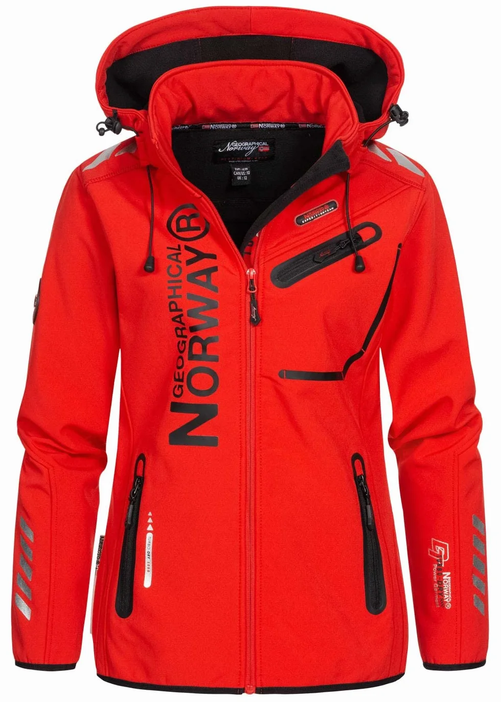 Geographical Norway Królowa Dama, wodoodporna kurtka softshell, outdoorowa kurtka z kapturem, zimowa kurtka wiatrówka, do aktywności na świeżym powietrzu