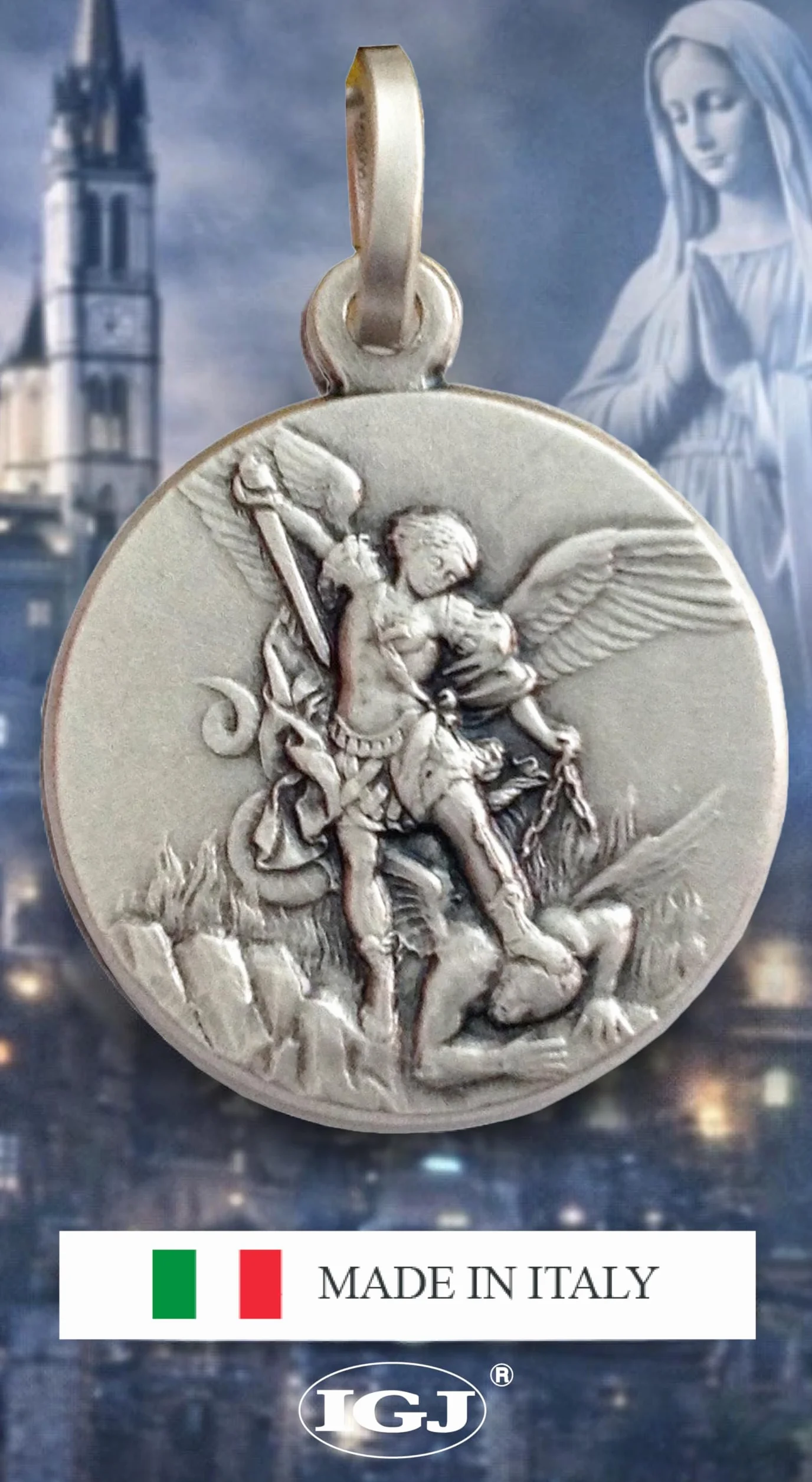 I G J Medal Świętego Michała Archanioła ze srebra wysokiej próby 925