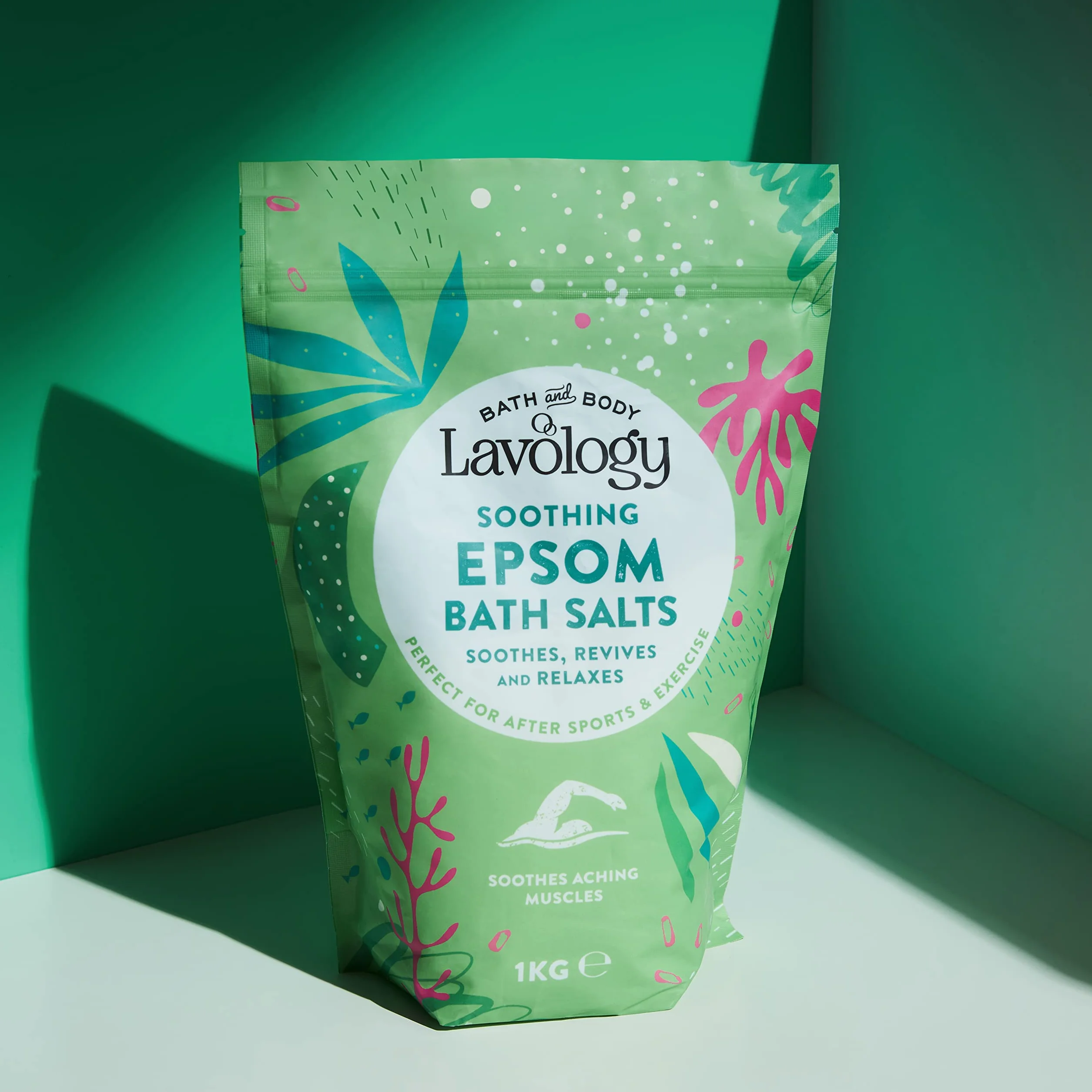 Lavology Epsom sól do kąpieli, wszystkie naturalne składniki, kojące, relaksujące, 1 kg