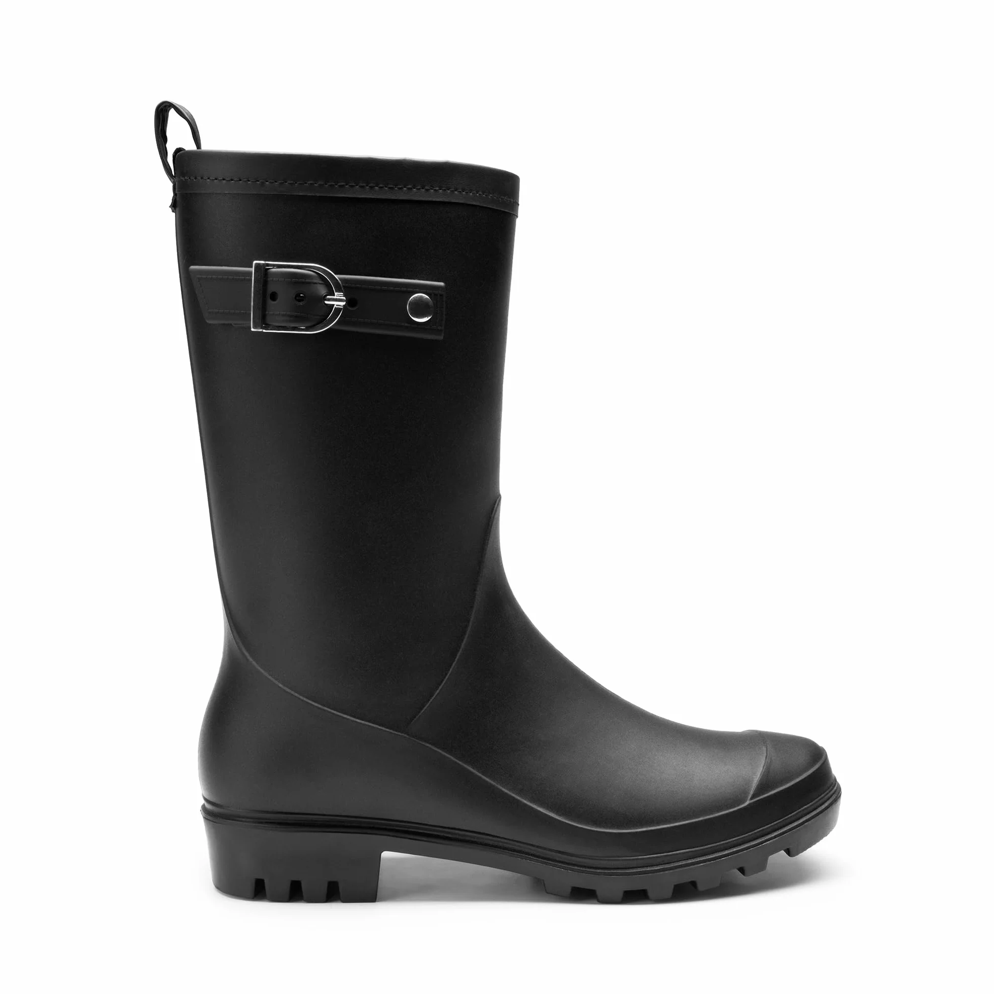 DREAM PAIRS Damskie nowoczesne kowbojskie buty westernowe, do połowy łydki, okrągły nosek, masywny obcas, kowbojka, wiejskie botki z zakładkami