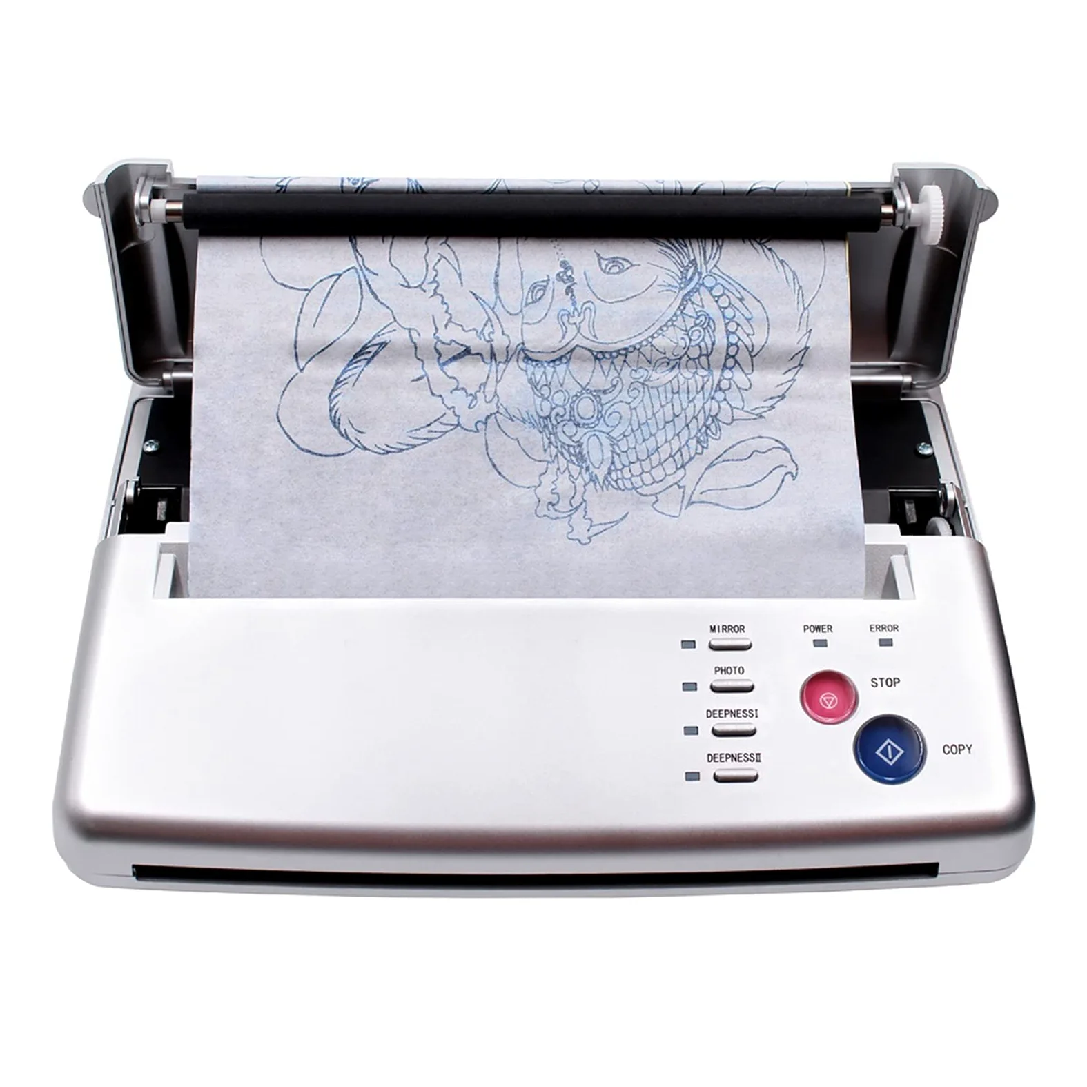 Maszyna do transferu tatuażu Kopiuj A4 Drukarka Rysunek Thermal Wzornik Maker Kopiarka Maszyna Przenieś Papier Papier węglowy Solidny sprzęt spawalniczy(Silver)