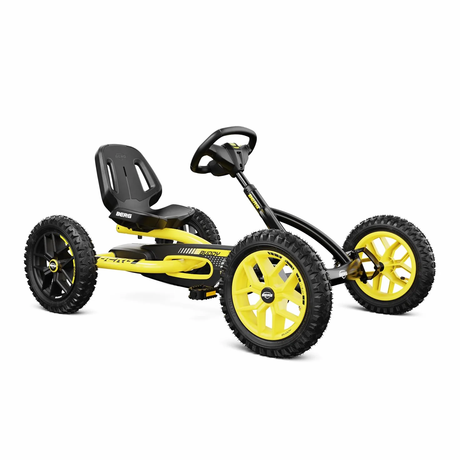 Berg 24.20.65.00 Pedał Gokart Buddy Cross | Pojazd dziecięcy, samochód na pedały z optymalnym rozgrzebkiem, oponami pneumatycznymi i wolnobiegiem, zabawka dla dzieci w wieku 3-8 lat